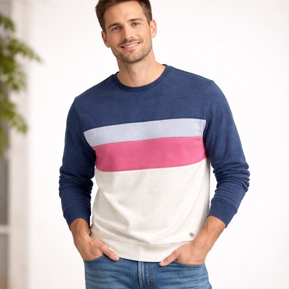 Marine Layer Colorblock Sweatshirt LG Soft Crewneck Casual‎ Preppy Minimalist